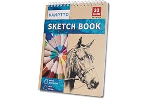 VANRTTO 9 x 12 inches Drawing Sketch Book, 98lb/160g Sketchbook for Adults Kids Beginners Artists, Art Drawing Book for Mixed Media, Top Spiral Bound Drawing Pad, 1 Sketch pad Pack has 32 Sheets/64 Pages