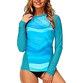 AOBUTE Women Long Sleeve Rash Guard UPF 50+ Swim Shirts with Thumb Hole