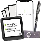 Rocketbook Reusable Smart Sticky Notes, Restickable Memo Pad, 3"x3" | 15 Black Sticky Notes, Includes Pen, Towel, Carrying Case (Kit of 1)