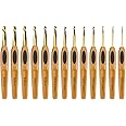 13 Sizes Crochet Hooks Set, Soft Touch Handle Crochet Hooks Set for Crocheting Yarn Craft 2.5-10mm, Knitting Sweater Needles Set for Grandmothers,Moms,Children,Beginners or Crochet Lovers (Gold)