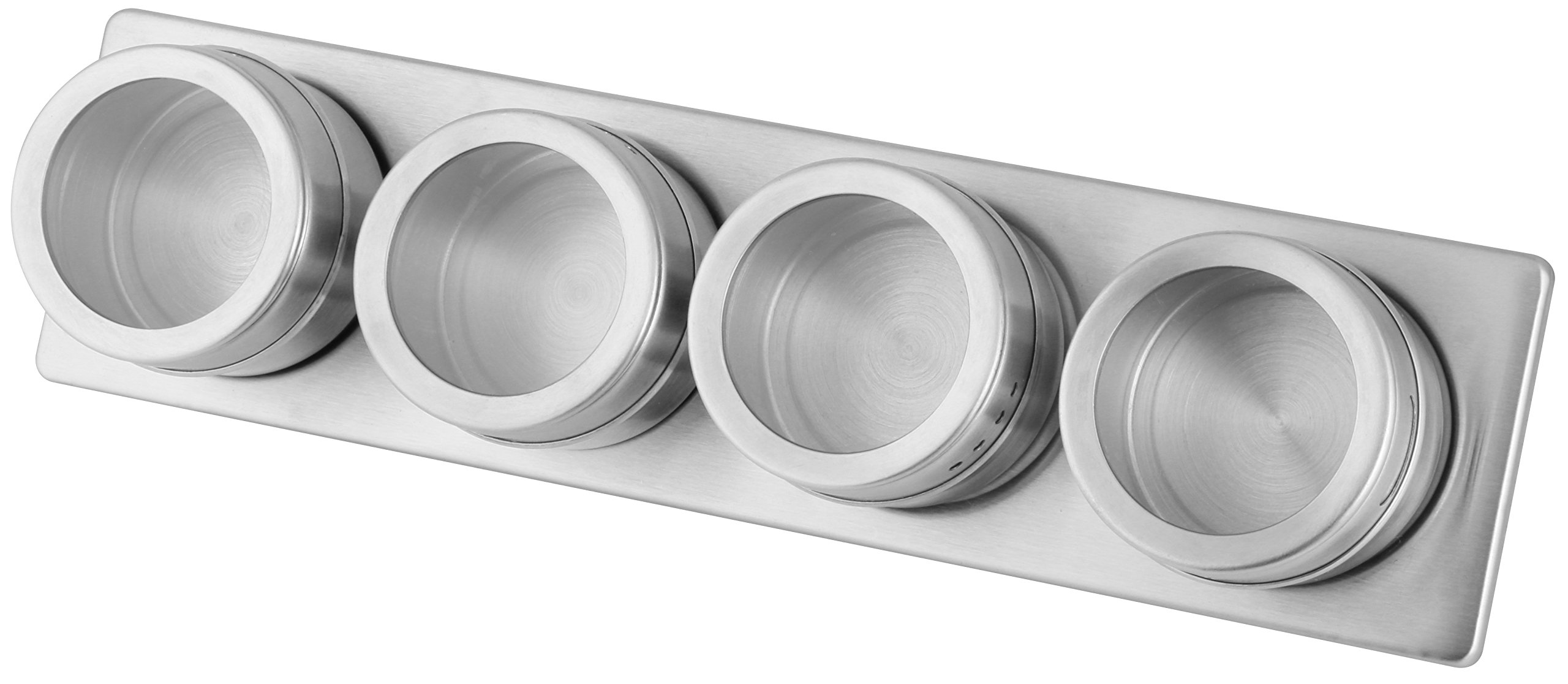 Fackelmann Magnetic Spice Cans with Storage Bar, Silver, Set of 5