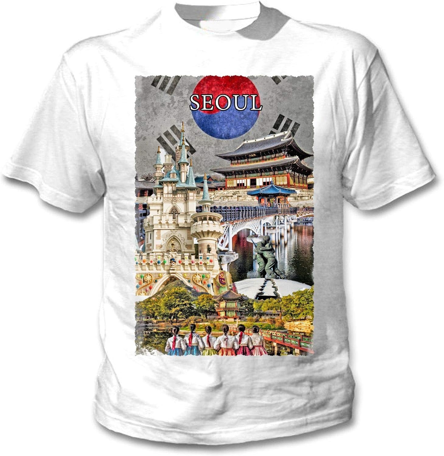 teesquare1st Men's Seoul South Korea Souvenir White TShirt Amazon.co