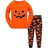 CM-Kid Toddler Boys Halloween Pumpkin Pajamas 100% Cotton Pjs for Boy Jammies Little Kids Sleepwear Clothes Sets Size 2-7T