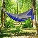Double Parachute Hammock, Noza Tec Portable Lightweight Nylon Fabric Camping Hammock for Backpacking, Travel, Beach, Yard. Straps Included (Gray/Blue)