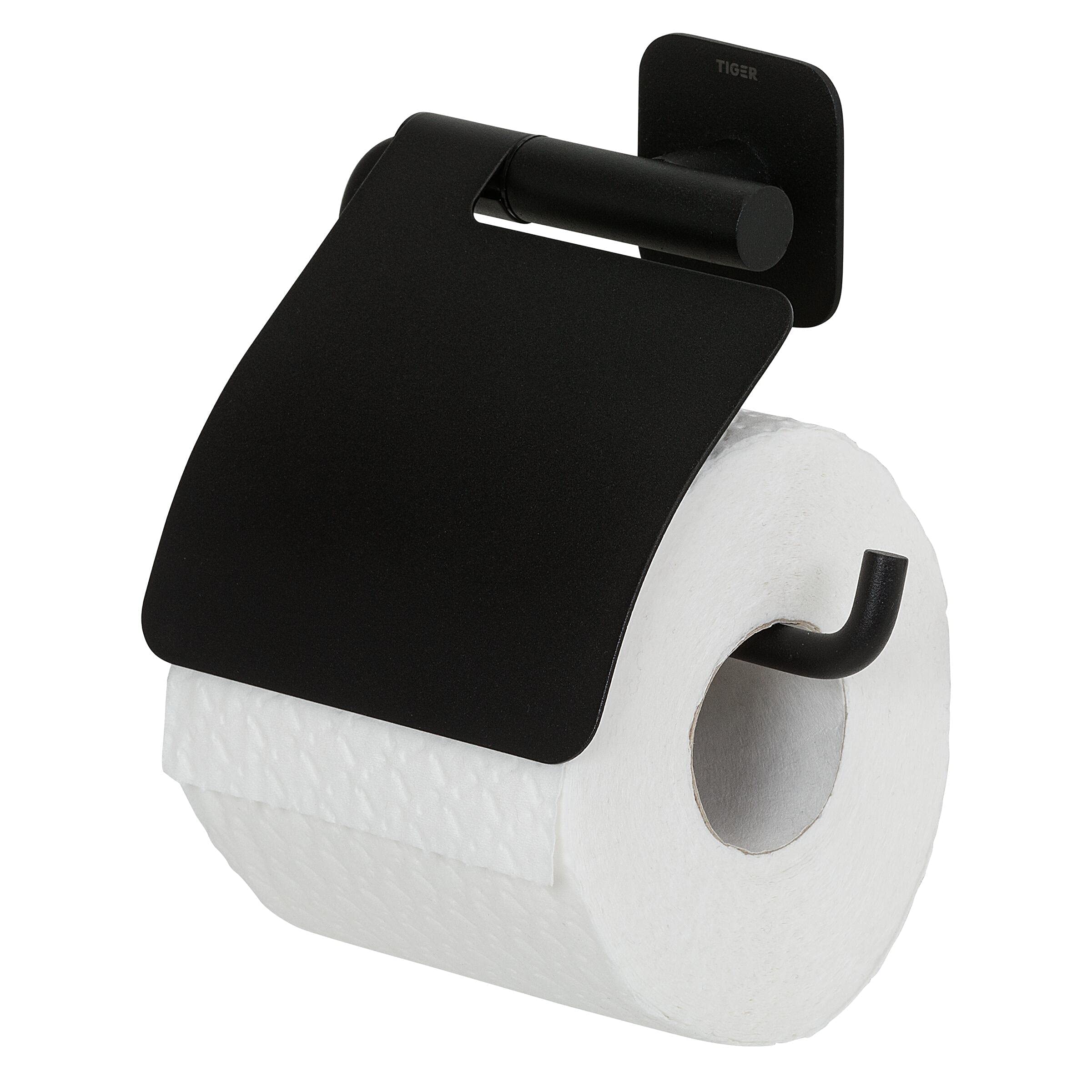 Tiger Colar Toilet Roll Holder with Cover Black