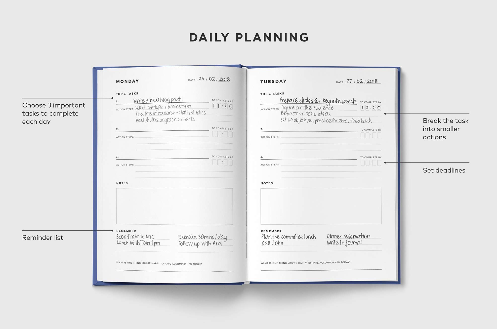 Tempus Planner – Daily Planner for The Goal Kickers, Dreamers & Doers. Monday to Sunday – Best Day & Weekly Journal, Organizer. Achieve Maximum Productivity in 2018. Undated Hardcover Notebook 6 x 8.5