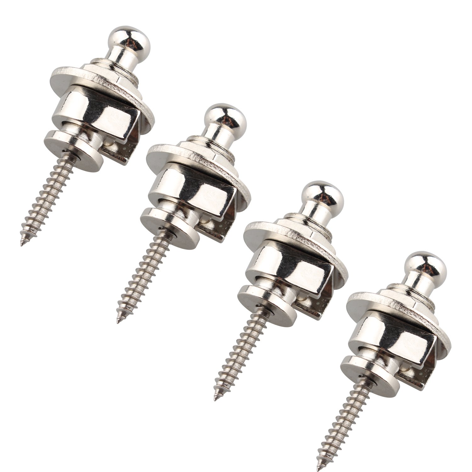 Futheda 4PCS Guitar Strap Button Locker End Pins Silver Alloy Anti stripping Lock System for Bass Professional Durable in Chrome