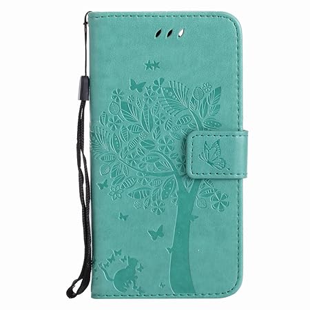 Yiizy Handyhülle für Lenovo Lemon 3/Vibe K5 Plus Hülle, Tree and Cat Embossed Entwurf PU Ledertasche Beutel Tasche Leder Haut