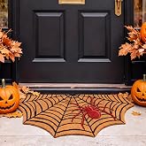 Dunzy Halloween Welcome Door Mat 30 x 18 Inch, Halloween Spider Web Doormat | Faux Coir Spooky Welcome Door Mat Non Slip Backing Washable and Reusable for Halloween Door Mats Decor Entrance Patio Porch