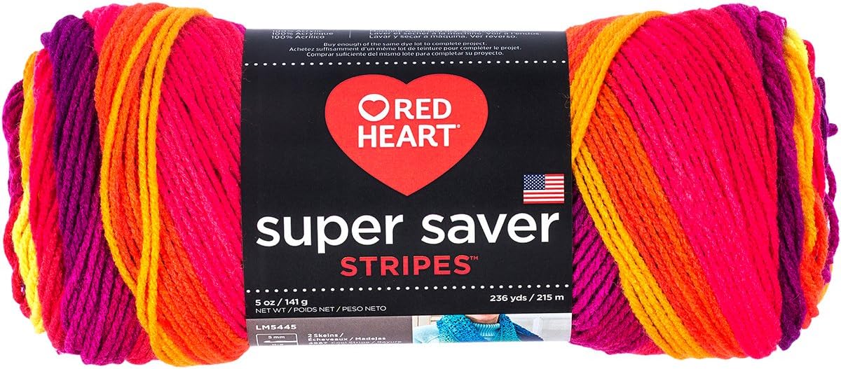 Coats Yarn" Red Heart Super Saver Yarn, MultiColour, 22.86 x 7.62 x 7