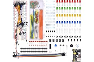 Basic Starter Kit Component Kit Beginner Starter Kit with Breadboard Power Supply Jumper Wires (Beginner Kit)