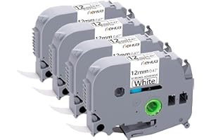 4 Pack 12mm 0.47 TZeS231 Extra Strength Adhesive Tape Compatible for Brother Tze TZ-S231 TZS231 Laminated Black on White for 