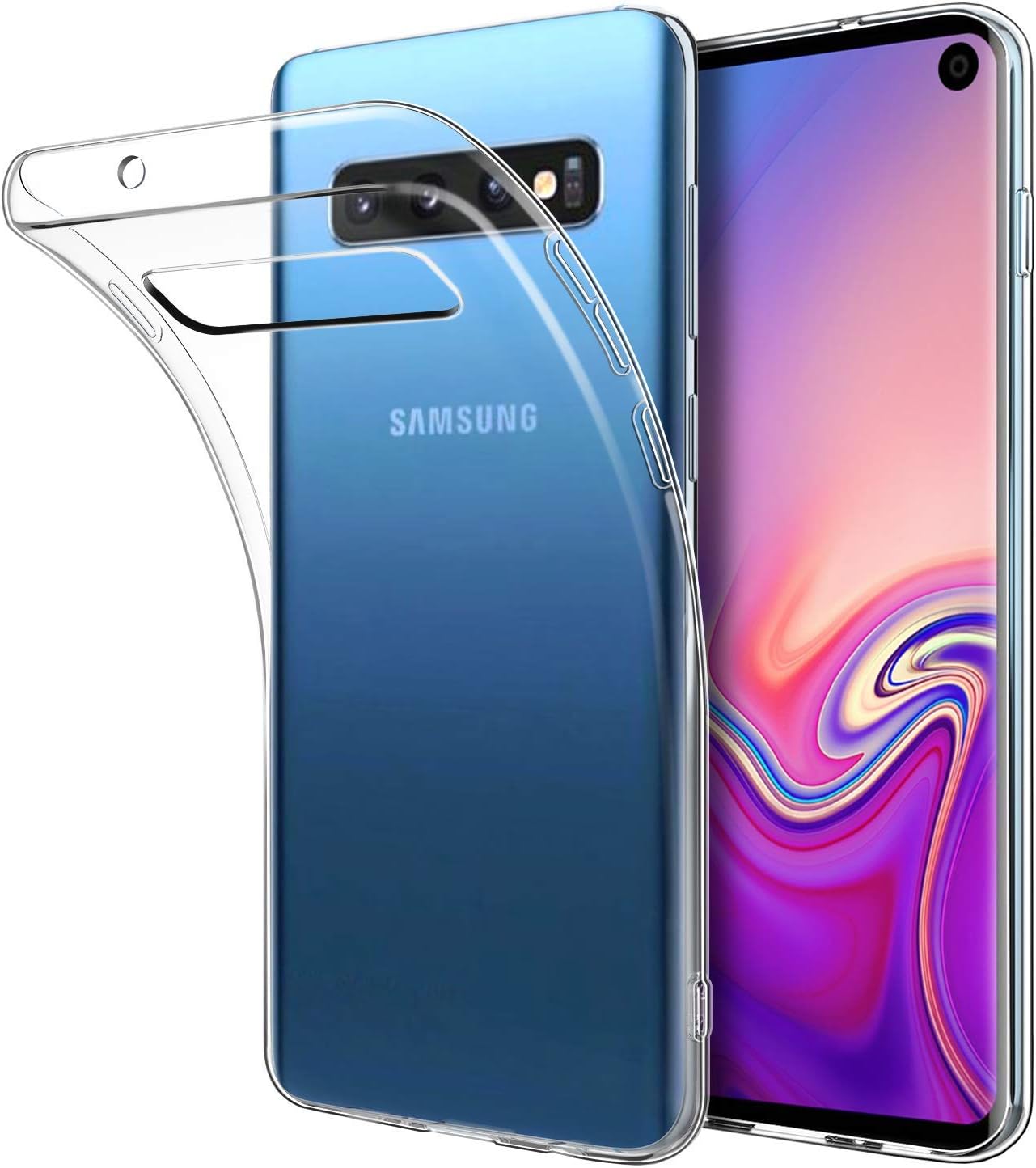 FOSO(™) Clear Flexible Transparent Back Cover Case with Protective Shock Proof Corner for Samsung Galaxy S10 / Galaxy S10 2019 (Transparent TPU)
