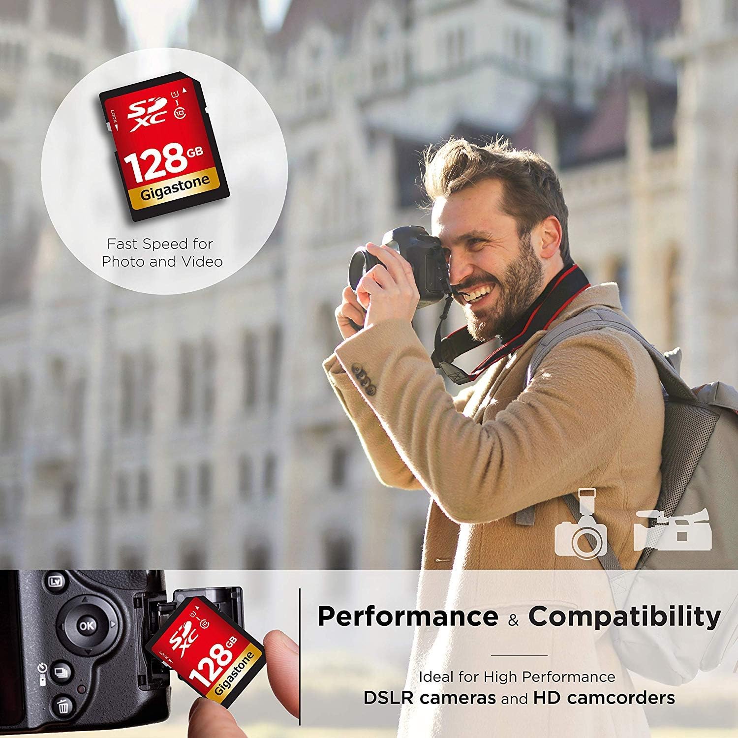 Gigastone 128GB SD Card UHS-I U1 Class 10 SDXC Memory Card High Speed Full HD Video Canon Nikon Sony Pentax Kodak Olympus Panasonic Digital Camera - Image 3