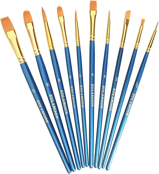 Amazon Kolamoon 10本水彩筆 アクリル絵の具 油彩筆 絵筆セット 面相筆 丸筆 平型筆 画線筆 ナイロンの毛 画筆 アクリル筆 筆 ブラシ 通販