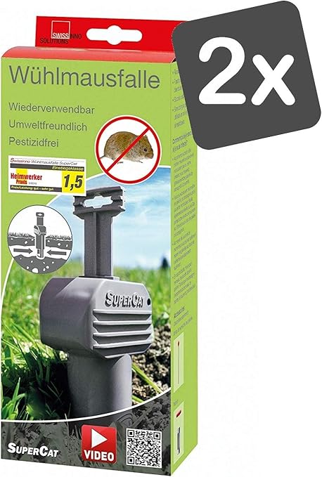 Supercat Wuhlmaus Falle Effiziente Schlagfalle Kein Umstandliches Graben Oder Kraft Erforderlich 2 X 1er Set Amazon De Garten