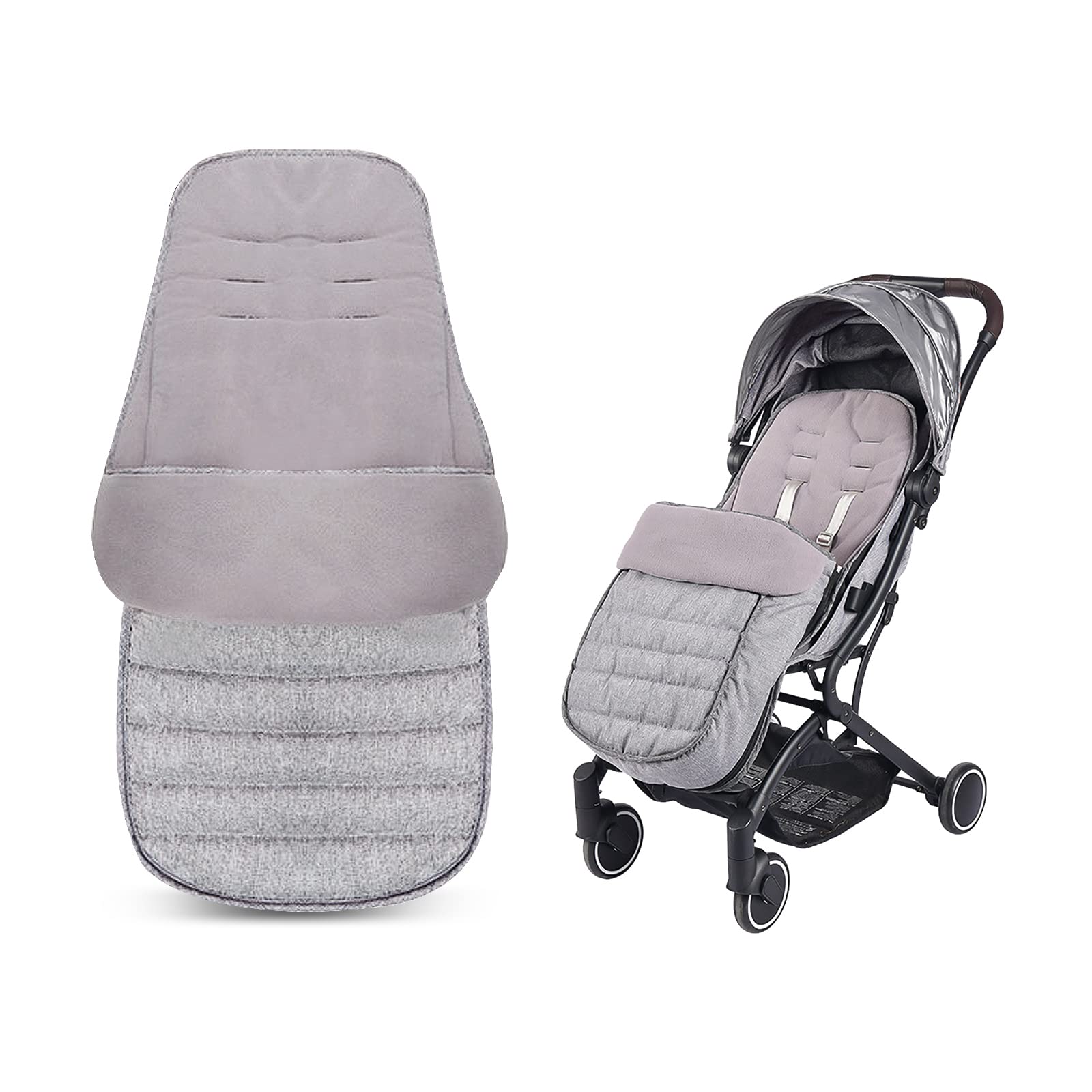 SONARIN Universal Premium Pushchair Footmuff,Waterproof and Windproof,Cosy Toes Fleece Lined Universal Fitting for Pushchairs Strollers Prams Buggy(Grey)