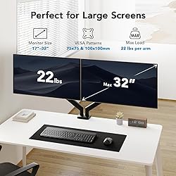 HUANUO Dual Monitor Mount for 2 Monitors up to 32