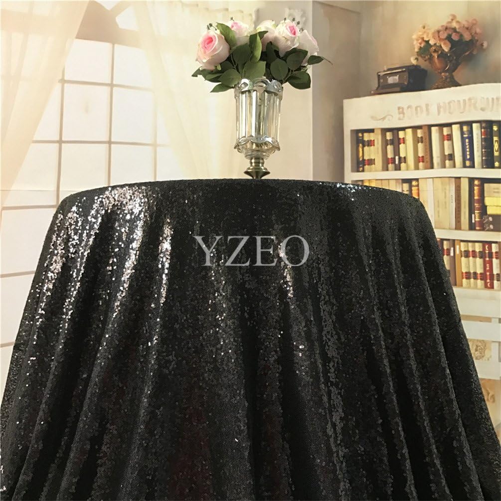 YZEO 48" Round Black Sequin Tablecloth For Wedding/Party Amazon.co.uk