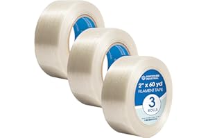 SPARTAN INDUSTRIAL - 2" X 60 yd Filament Strapping Tape - 3 Rolls of Package Tape for Sealing, Binding, and Bundling, Durable 6 Mil