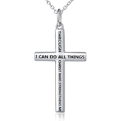 DAOCHONG Vatertags Halskette S925 Sterling Silber Herren Kreuz Anhänger Halskette Herren Halskette mit Kreuz Religiöse Kreuz 