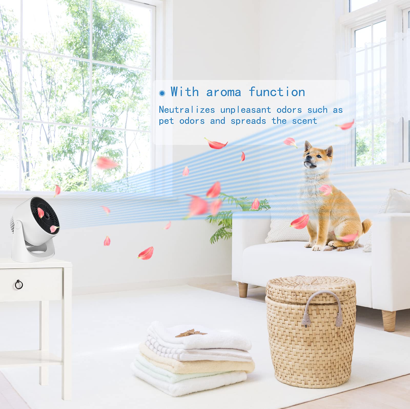 TREDY Air Circulator Fan,Small Quiet TurboForce Desk Fans with Base-Mounted Controls,3 Speed Cooling Fan,Floor Fan for Whole Room Home Bedroom Office-8 Inches