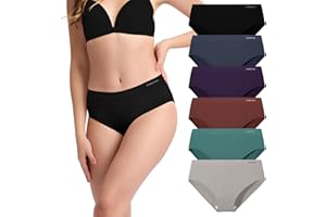 Women's Underwear Bamboo Bikini Panties Moisture-Wicking Hipter Seamless Stretchy Briefs Breathable Underwear 6-Pack