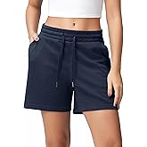 ODODOS Women's Sweat Shorts 5" Cotton French Terry High Waist Workout Casual Lounge Shorts with Pockets
