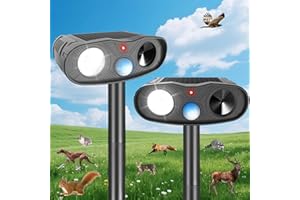 ZLIEATMP Ultrasonic Animal Repellent Outdoor Deer Repellent Devices, 2Pack Solar Animal Repeller with Motion Detection Cat Squirrel Dog Repellent Deterrent with LED Flash Lights for Yard (Black) 251113 (2)