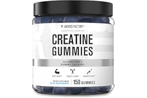 Jacked Factory Creatine Monohydrate Gummies (3g per 5 Gummies) - Creatine Gummies Supplement for Muscle Growth, Strength, Enhanced Energy & Improved Athletic Performance - 150 Gummies, Blue Raspberry