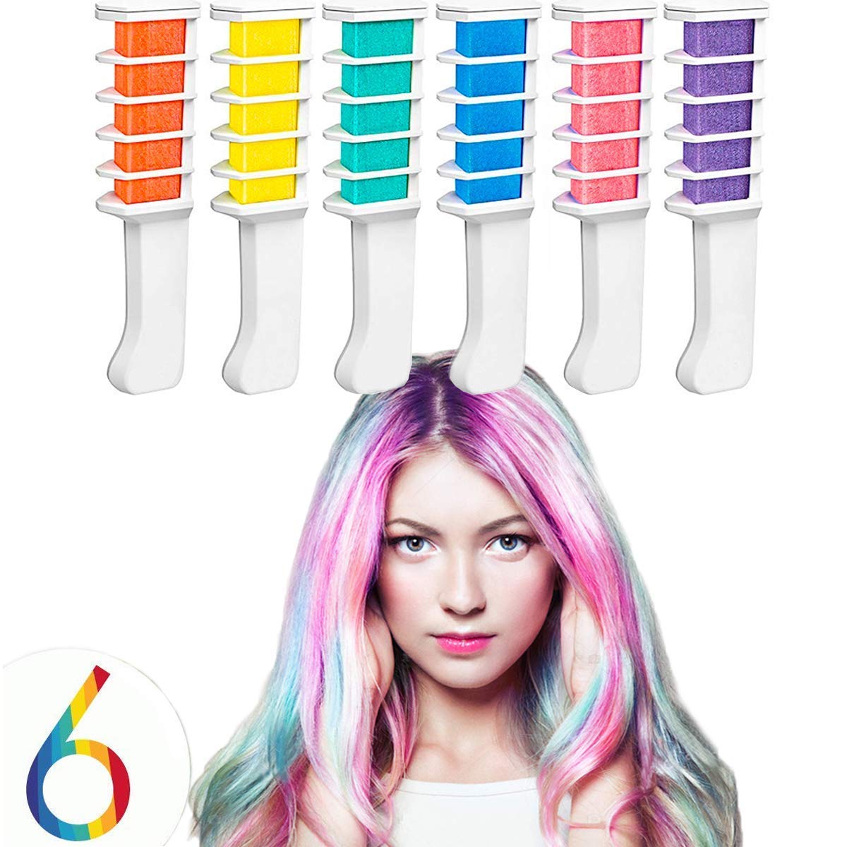 Kyerivs Hair Chalk Combs Bright Temporary Metallic Glitter Hair