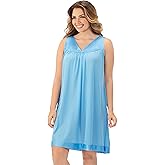 Exquisite Form Women's 30107 Nylon Tricot Sleeveless Short Knee Length Nightgown