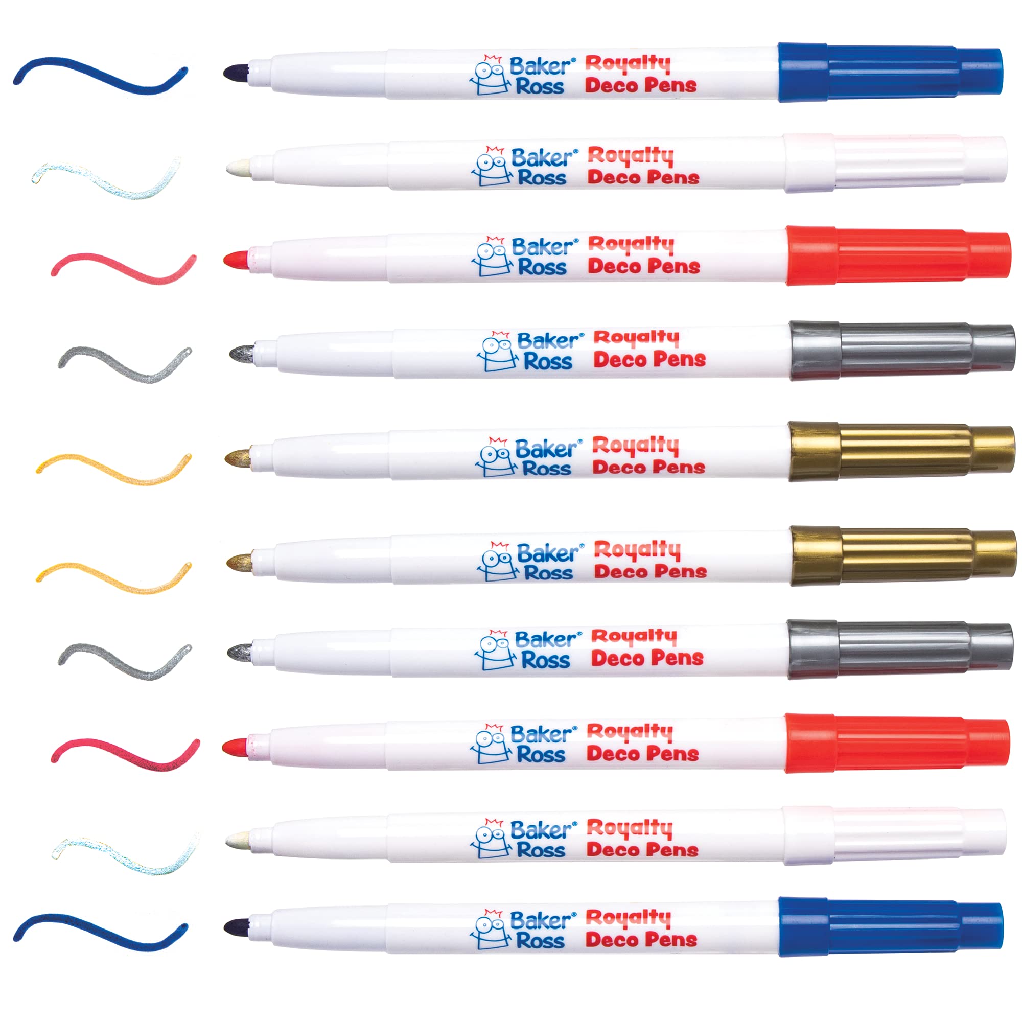 Baker Ross PJ112 red white and blue deco pens - pack of 10, british arts and crafts supplies