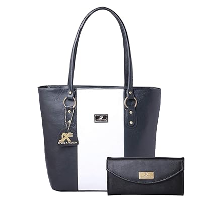 Speed X Fashion Womens Handbag And Wallet Clutch Combo(SM00TR-Black,White)