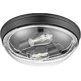 Prominence Home Madalyn 13" Bronze Flush Mount Clear Seeded Round Glass Ceiling Light - 51539-01