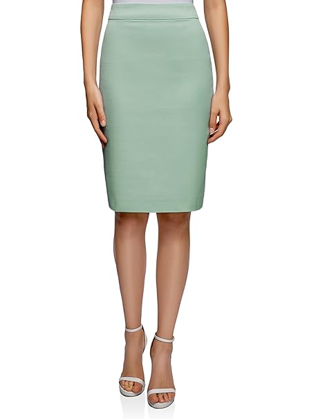 oodji Collection Damen Gerader Rock mit Schlitz