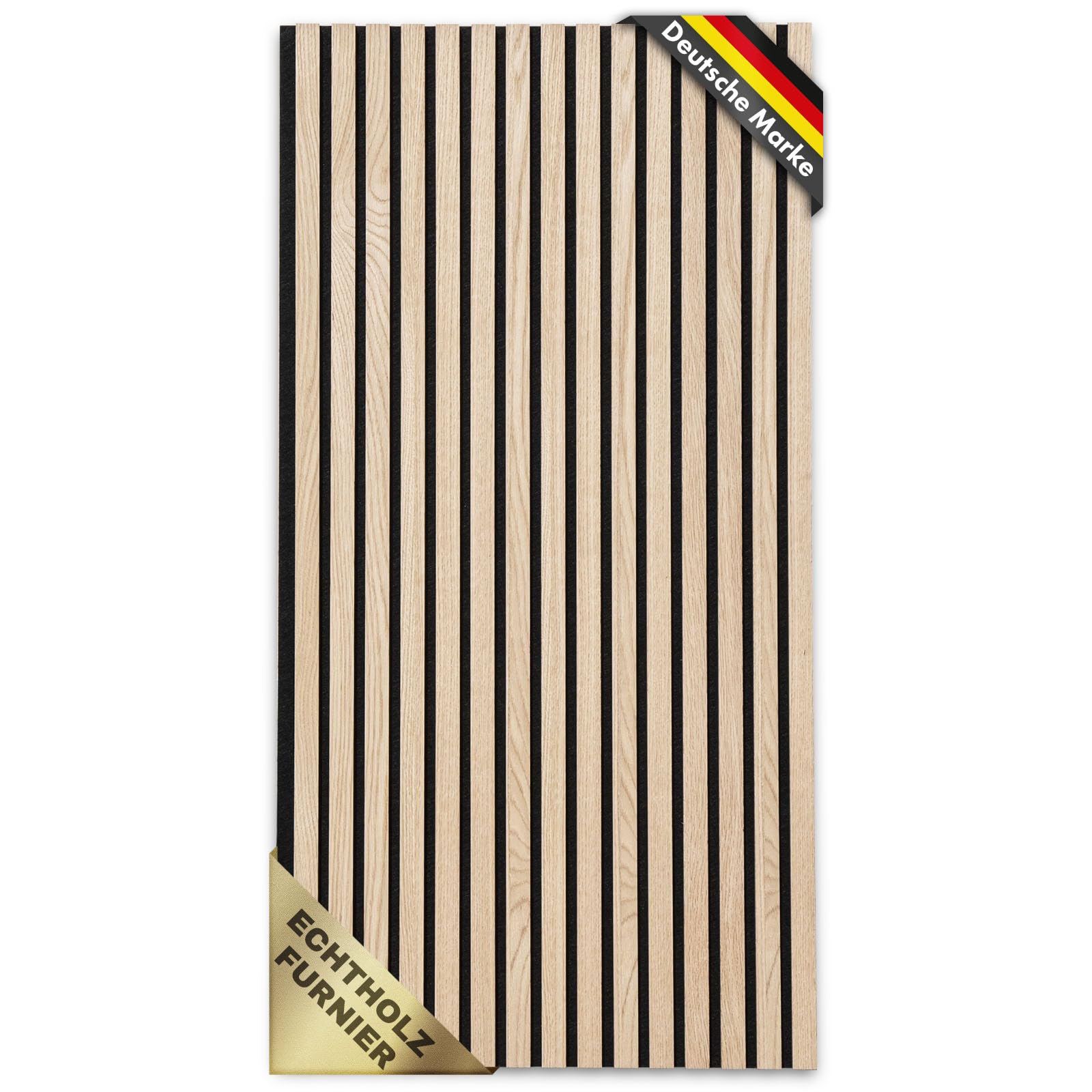 KARAT Akustikpaneele - Wandpaneele mit Echtholzfurnier für eine angenehme Raumakustik - Lamellenwand Holz und Filz - Wandverkleidung als Schallschutz, Schalldämmung (White Oak, 118 x 60 cm)