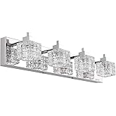 TRLIFE Bathroom Vanity Light Fixtures, 26inches Crystal Vanity Light Fixture Modern Bathroom Lights Over Mirror 4 Lights Vani