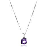 Amazon Essentials Sterling Silver Round Cut Birthstone Pendant Necklace 18"