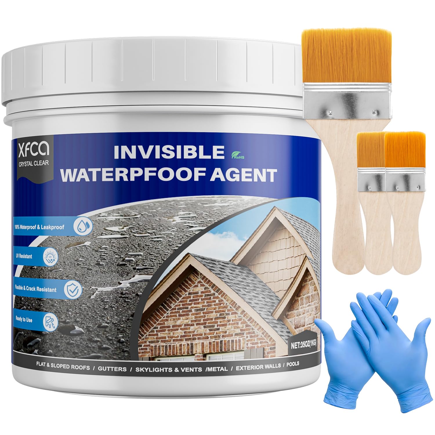 Photo 1 of Transparent Waterproof Sealant,35oz (1 KG) Clear Transparent Waterproof Coating,Liquid Invisible Water Proof Agent for Roofs Walls,Garden,Bathroom,Kitchen Indoor & Outdoor Water Proof Sealant