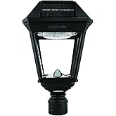 Gama Sonic Imperial III Solar Post Light, Black Aluminum and Glass, Outdoor Lamp, 300 Lumen Dual Color Temperature, 3-inch Fi