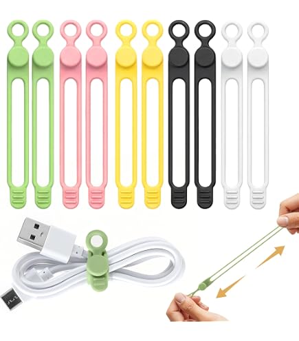 Upgrade Silicone Cable Ties – 30-Pack Reusable Cord Organizer, Elastic Data Cable Wraps For Home, Office & Travel, Multipurpose Wire Management