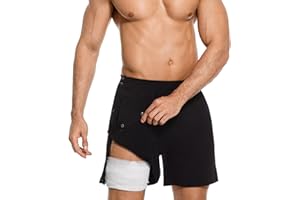 RefindWin Mens Tear Away Shorts Post Surgery Shorts Post Hip Knee Surgery Recovery Shorts with Pockets Side Snap Closure