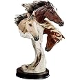 Touch of Class Wild at Heart Horse Sculpture - Resin - Brown, Black, Wheat - Horses Decor Head Bust for Bedroom, Living Room, Office, Bookshelf, Entryway, Foyer - Noble Companions