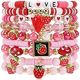 Twinfree Bohemian Cute Fruit Banana Cherry Strawberry Pineapple Mango Polymer Clay Beaded Stackable Stretch Bracelets