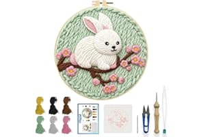 ORIGACH Embroidery Punch Needle Kit for Adults Beginners DIY Rabbit Punch Stitching Kit for Art Crafts & Home Decor Easy Need