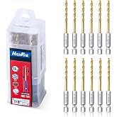 HIGHFIRE 1/8" 135 Degrees Split Point Drill Bits, High Speed Steel Drill Bit Set, Titanium Twist Hex Drill Bits for Steel, Copper and Aluminum (Pack of 12 Identical Pcs)