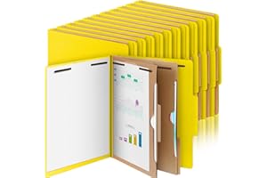 Skyygemm 24 Pcs Classification Folders Letter Size, 2 Pocket Dividers Pressboard File Folder with Fasteners, Expanding File Organizer Bulk for Teachers, Clergy, Office, Church, Christmas (Yellow)