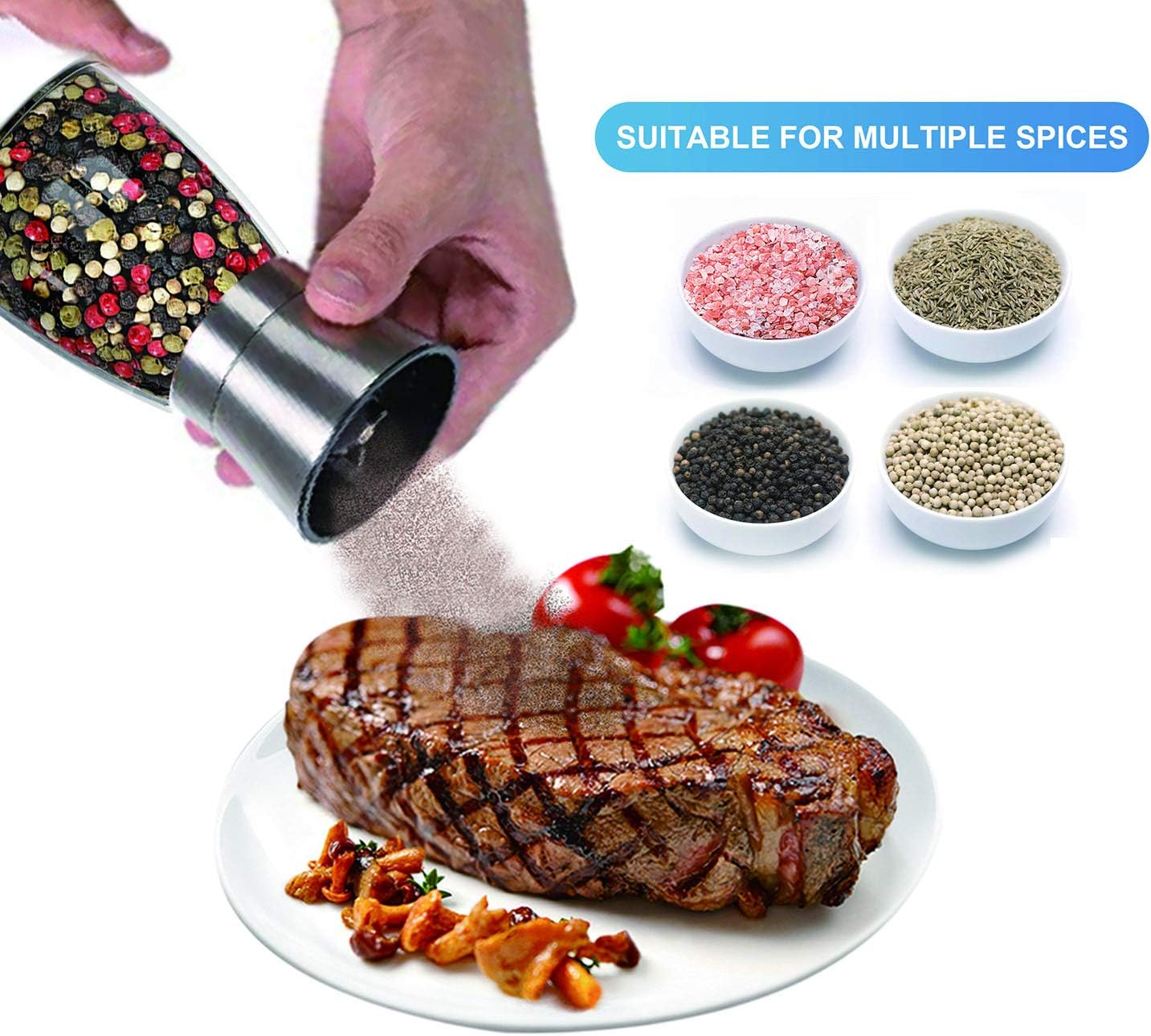 Set Macina Sale E Pepe In Acciaio Inox - Regolabile, Con