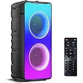 Bluetooth Speakers, 60W(80W Peak) Portable Loud Wireless Stereo Speaker with Rich Bass, Bluetooth 5.0, FM Radio, Colorful Light, TWS Pairing, EQ, 10000mAh Battery, Outdoor Speaker for Home Party Gift